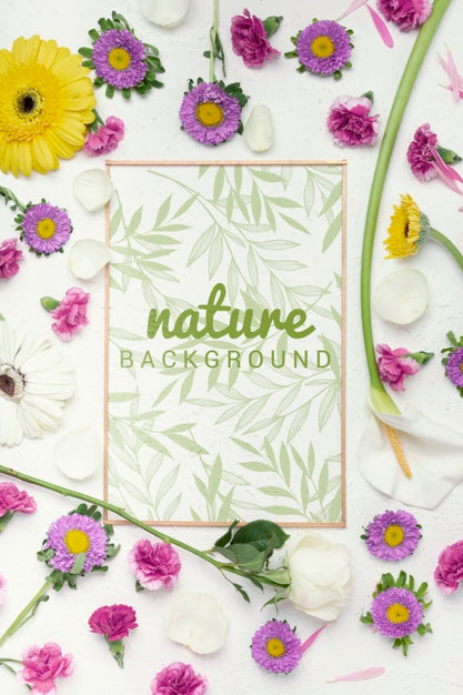 Free Colorful Flowers Concept Mock-Up Psd