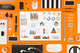 Free Colorful Graphics Mock-Up On Orange Background Psd