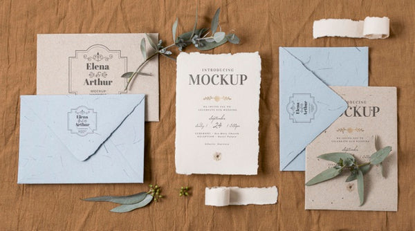 Free Composition Of Elegant Wedding Mock-Up Cards Psd