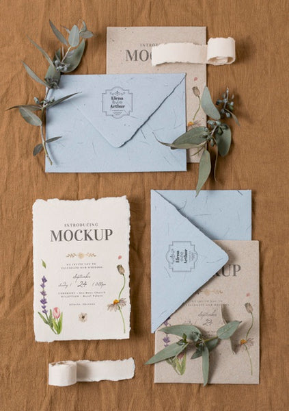 Free Composition Of Wedding Mock-Up Cards Psd