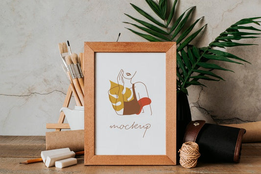 Free Composition With Mock-Up Frame Indoors Psd