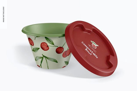 Free Compostable Bowl Mockup, Opened Psd