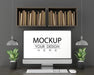 Free Computer On Table In Work Space Psd Mockup Psd
