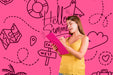 Free Copyspace Mockup For Summer With Joyful Woman Psd