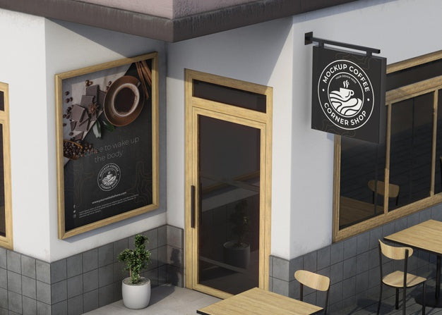 Free Corner Mock-Up Composition For Shop Psd