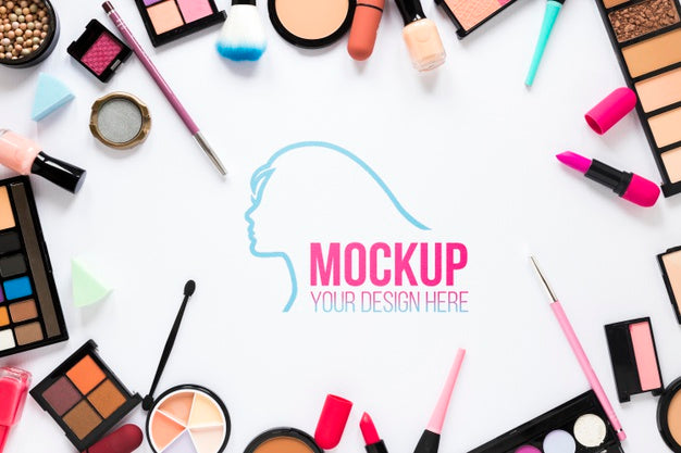 Free Cosmetics Arrangement Flat Lay Psd