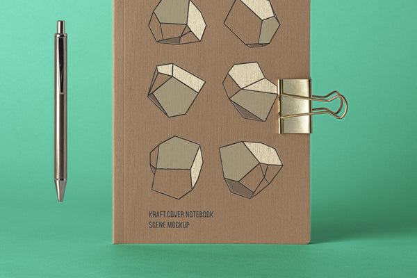 Free Cover Kraft Psd Notebook Mockup