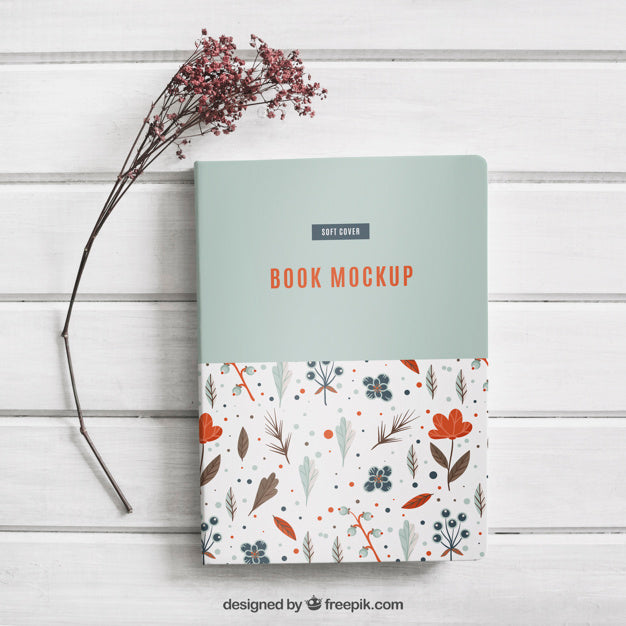 Free Cover Mock Up And Flower Psd