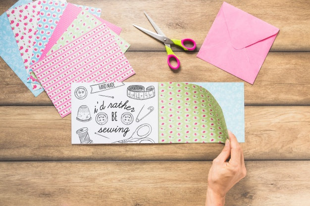 Free Creative Diy Mockup With Hands Psd