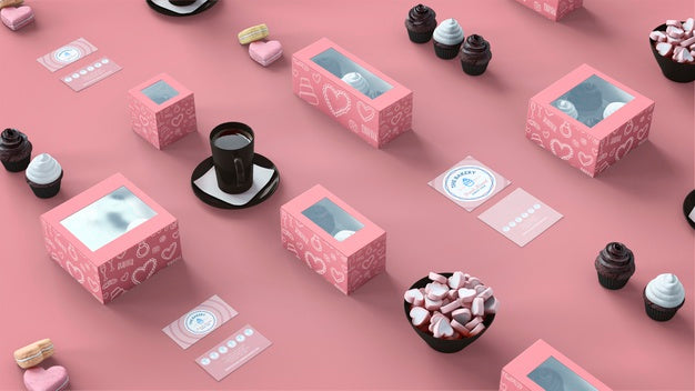 Free Cupcake Packaging And Branding Mockup Psd