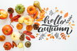 Free Cute Natural Arrangement With Hello Autumn Quote Psd