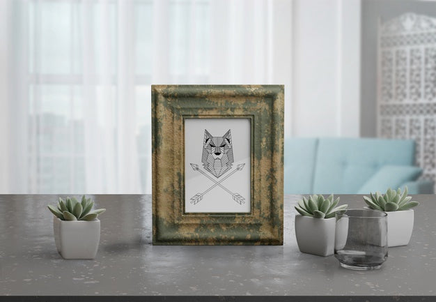 Free Decorative Frame Mockup On Table At Home Psd