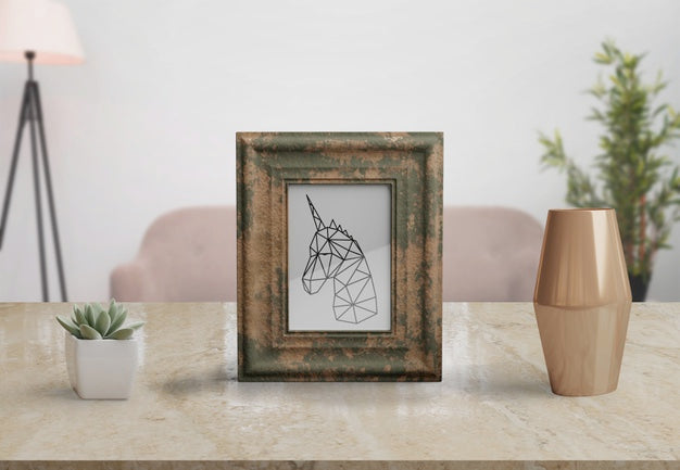 Free Decorative Frame Mockup On Table At Home Psd