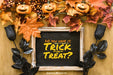 Free Decorative Halloween Slate Mockup With Black Roses Psd