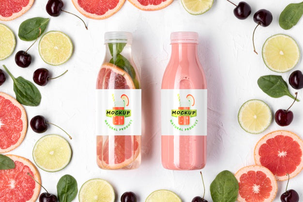 Free Delicious Detox Juice Concept Mock-Up Psd