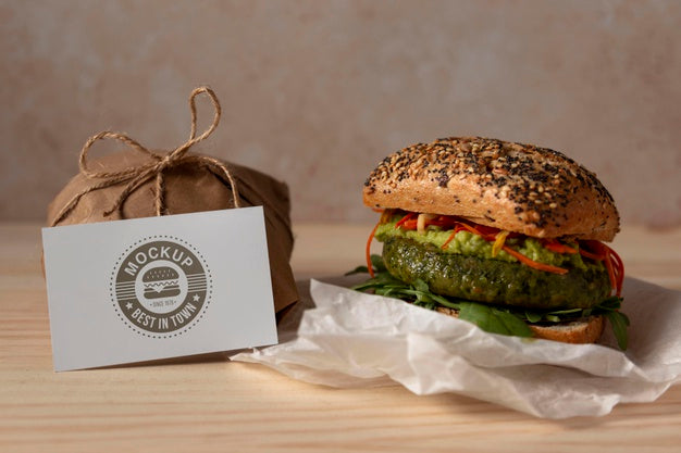 Free Delicious Hamburger Concept Mock-Up Psd