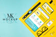 Free Different Devices And Pen Arrangement Top View Psd