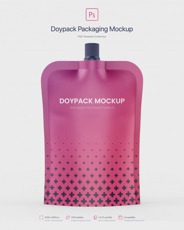 Free Doypack Packaging With Top Spout Mockup Psd