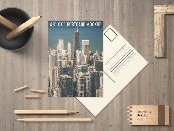 Free Elegant Postcard Mock Up Psd