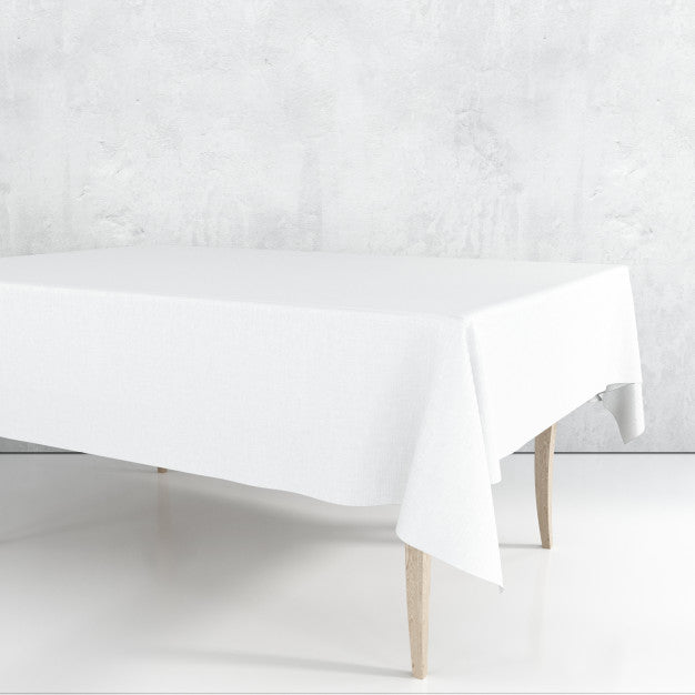Free Empty Dining Table Mockup With A White Cloth Psd