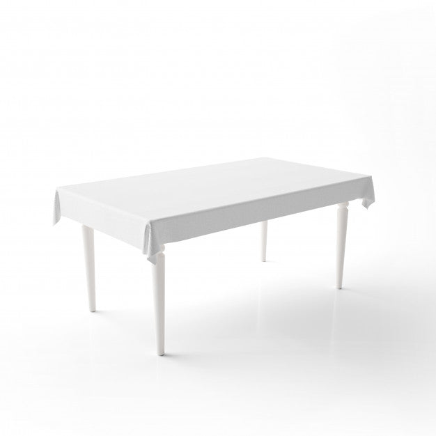 Free Empty Dining Table Mockup With A White Cloth Psd