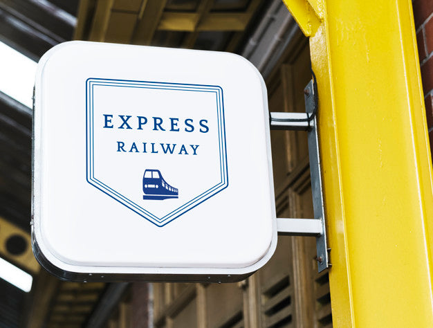 Free Express Railway Station Signage Mockup Psd
