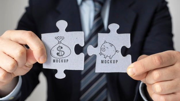 Free Finance Arrangement With Puzzle Pieces Mock-Up Psd