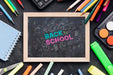Free Flat Lay Back To School With Chalkboard Psd