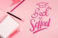 Free Flat Lay Back To School With Pink Background Psd