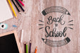 Free Flat Lay Back To School With Wooden Background Psd