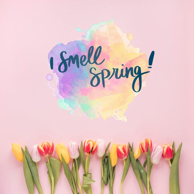 Free Flat Lay Copyspace Mockup For Spring Psd
