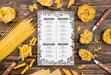 Free Flat Lay Menu And Pasta Arrangement Psd