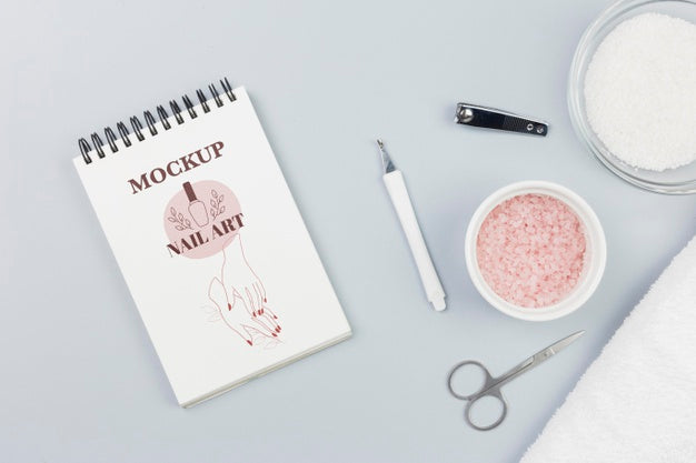 Free Flat Lay Notepad And Bath Salt Spa Mock-Up Psd