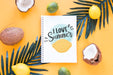 Free Flat Lay Notepad Mockup With Summer Elements Psd