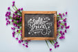 Free Flat Lay Of Blackboard With Flowers Psd
