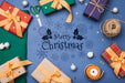 Free Flat Lay Of Colorful Christmas Gifts Mock-Up Psd
