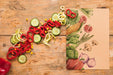 Free Flat Lay Of Healthy Food With Card Mockup Psd