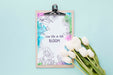 Free Flat Lay Of Notepad With Spring Tulips Psd