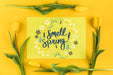 Free Flat Lay Paper Card Mockup With Spring Concept Psd