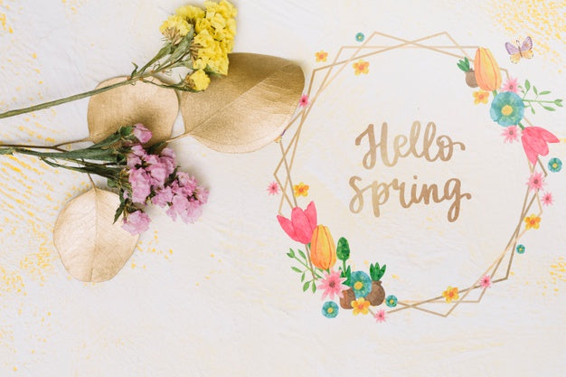 Free Floral Frame Mockup For Spring Psd