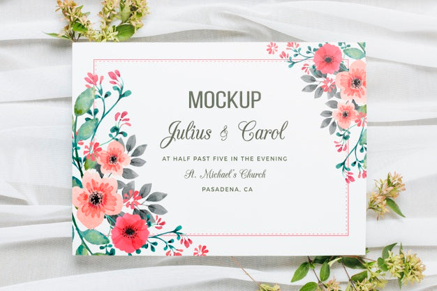 Free Floral Wedding Concept Mock-Up Psd