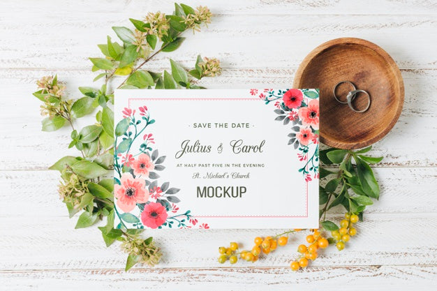 Free Floral Wedding Concept Mock-Up Psd