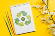 Free Flower Branch And Notebook With Draw Psd