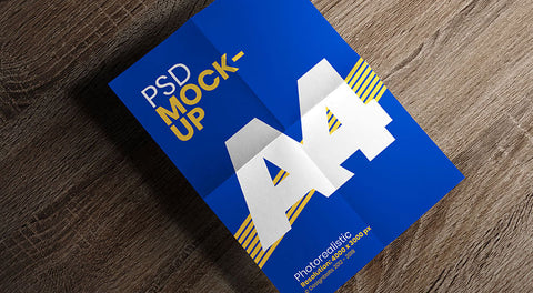 Free Folded Paper A4 Size Flyer / Poster Mockup Psd