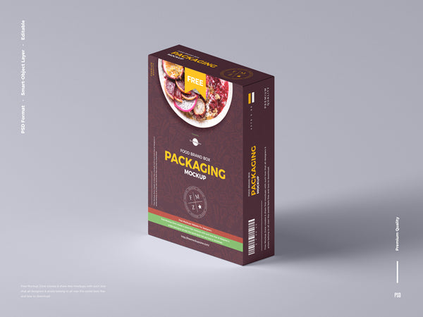 Free Food Brand Box Packaging Mockup