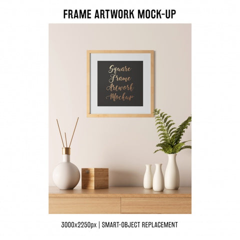 Free Frame Artwork Mockup With Plant Psd