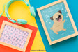 Free Frame Mock Up With Headphones Psd