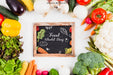 Free Fresh Vegetables Mockup With Slate In Middle Psd