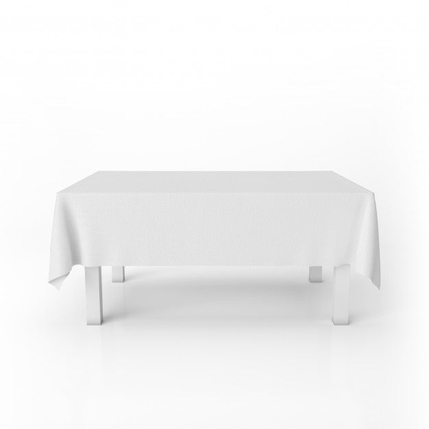 Free Front View Of Dining Table Mockup With A White Cloth Psd