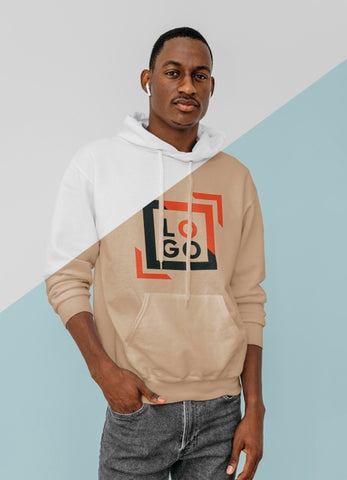 Free Front View Of Stylish Man In Hoodie With Earbuds Psd